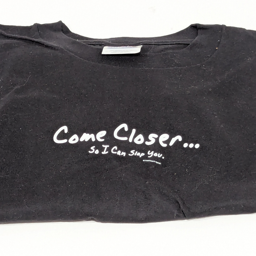 Come Closer So I Can Slap You Black t Shirt Large